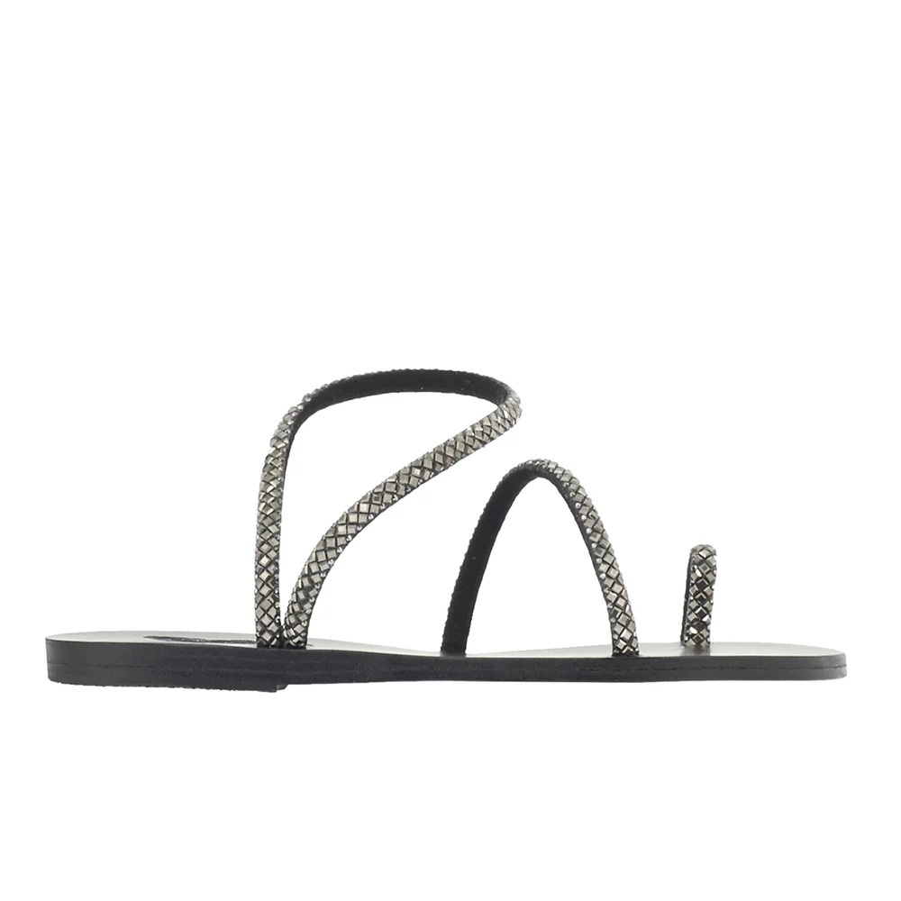 Ancient Greek Sandals Apli eleftheria black crystal sandals, size 37